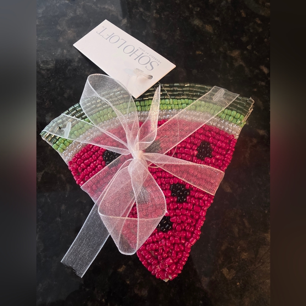 Beaded Adorable Watermelon Coasters Soho Loft Set of 4 New